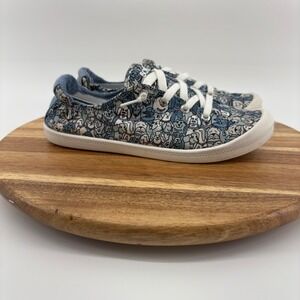 BOBS from Skechers Women's Size 9 Beach Bingo Dog Print Lace Up Casual Sneakers